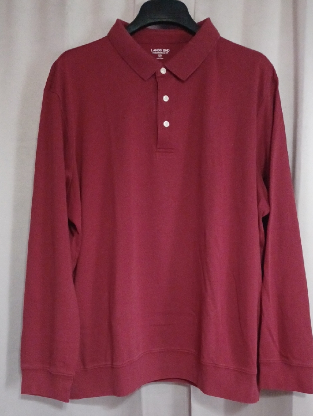 Lands End Supima Cotton Traditional Fit Long Sleeve 1/4 Button Top Red Plus Size
